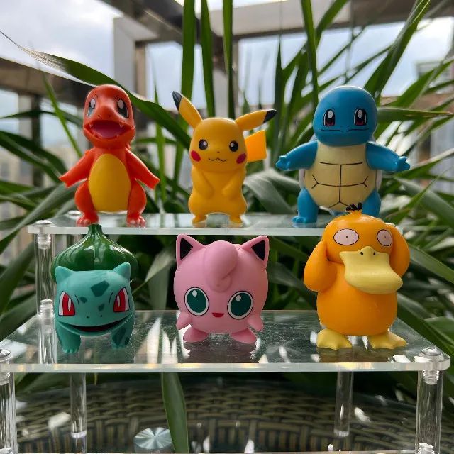 Kit 6 Pokemons - Pikachu, Charmander, Bulbasauro, Squirtle, Psyduck e Jigglypuff - Bonecos