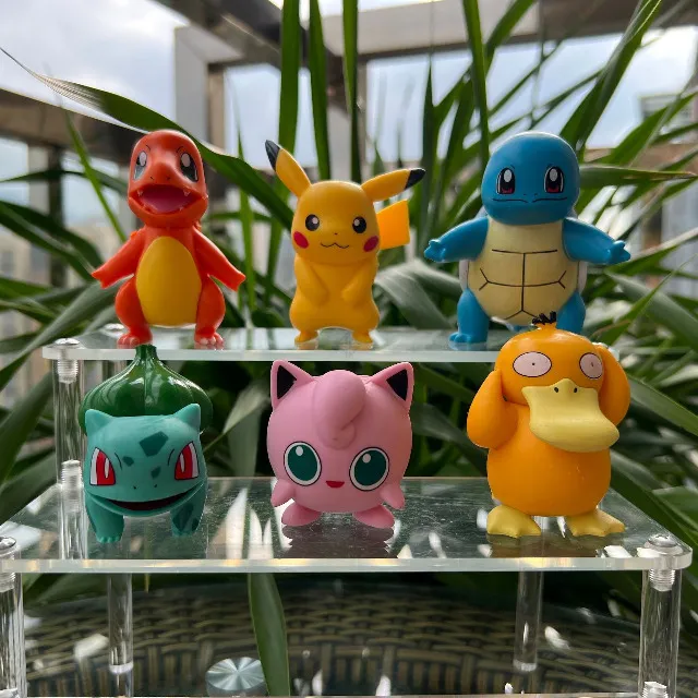 Kit 6 Pokemons - Pikachu, Charmander, Bulbasauro, Squirtle, Psyduck e Jigglypuff - Bonecos