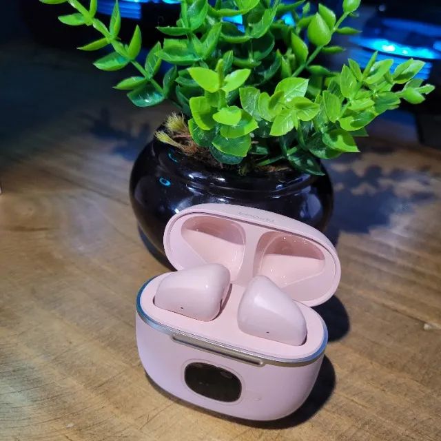 Fone de Ouvido Sem Fio Toocki Rosa - Bluetooth 5.3, Case com Visor e 35h de Bateria - Foto 6