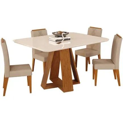 Mesa de Jantar 4 Cadeiras MDF 