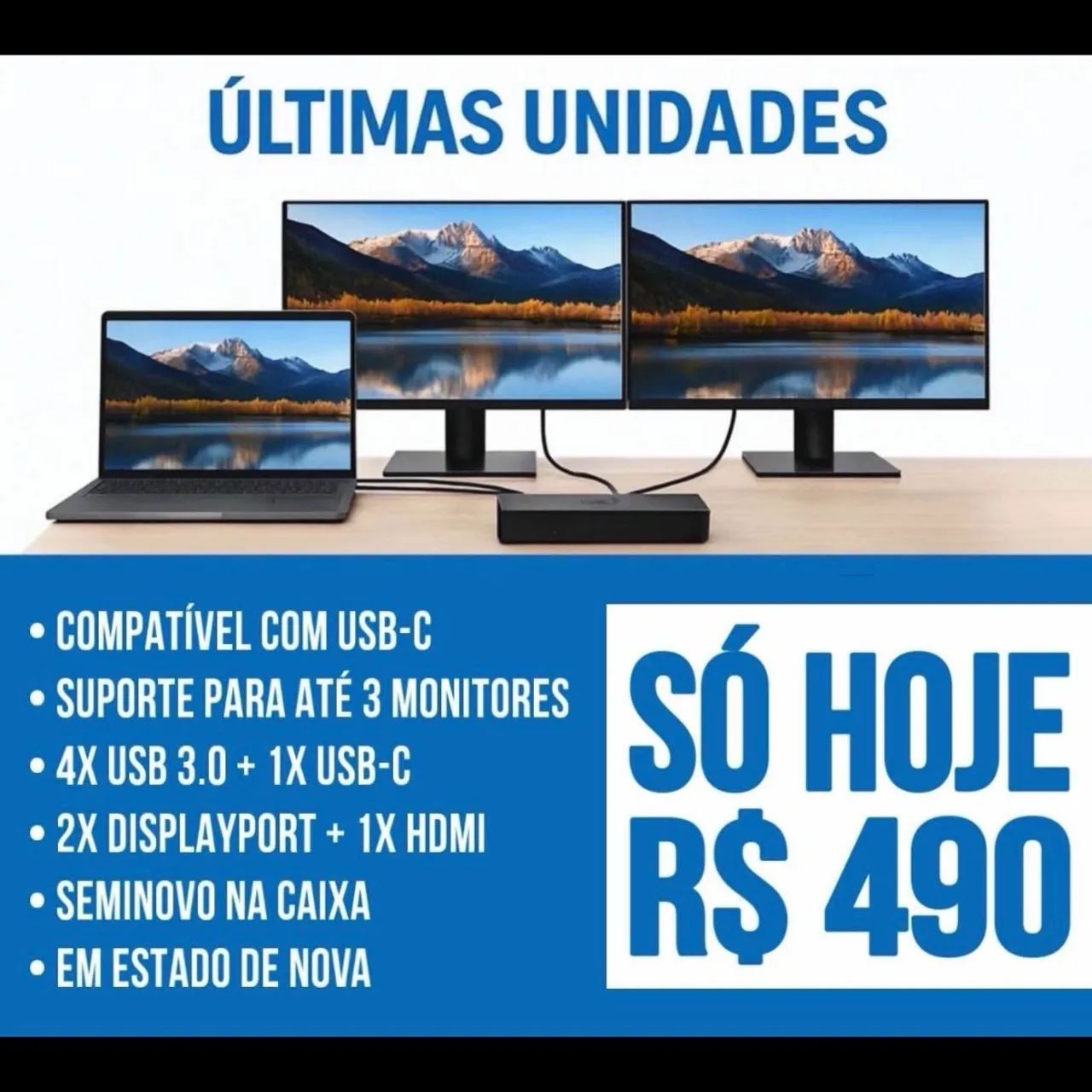 Dock Station Dell D6000 Original USB-C - Na caixa em perfeito estado (5 unidades) - Foto 6