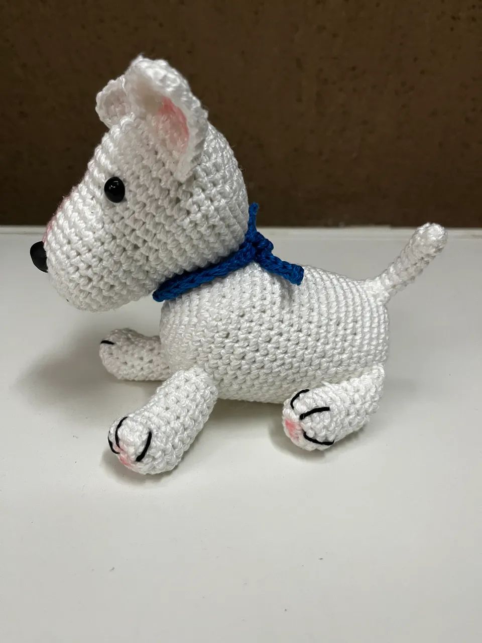 Cachorrinho Raça Bull Terrier em Crochê Amigurumi Pelúcia Cachorro Enfeite Decoração - Foto 5