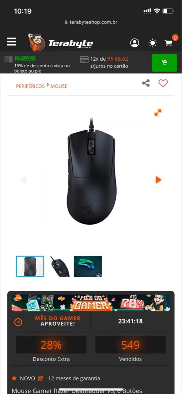 Mouse Gamer Razer Deatheadder V3