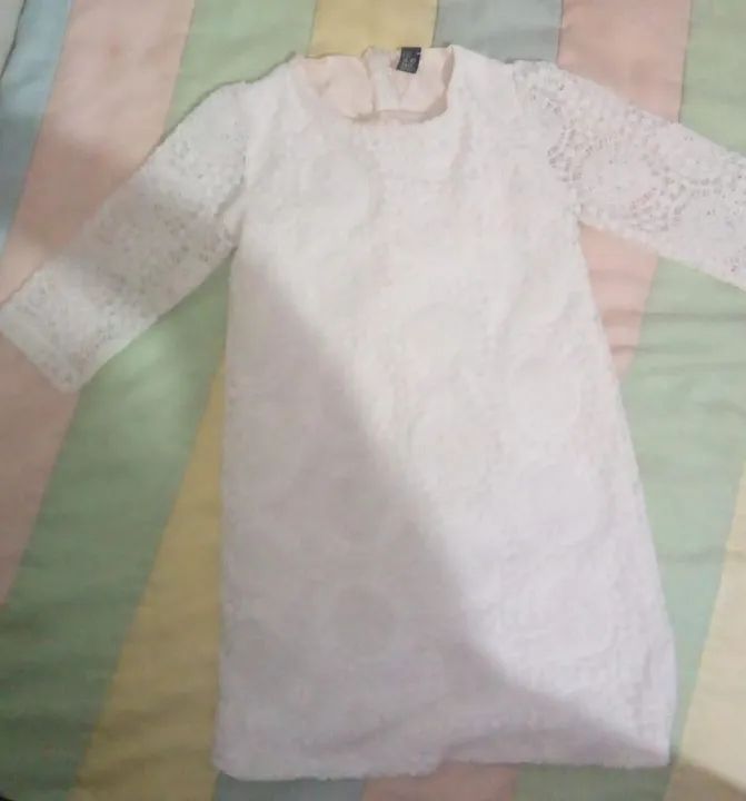 Vestido de renda branco Zara infantil Roupas Infantis Atalaia