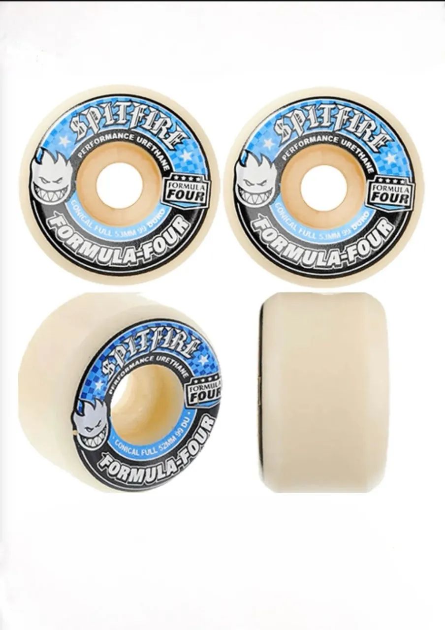 Roda Spitfire Formula Four Conical Full 99d 53mm Branco/Azul