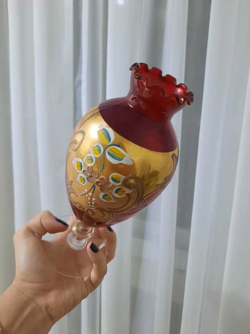 Floreira antiga veneziana art nouveau cristal  - Foto 4