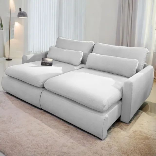 Sofá Cama Retrátil Amaranto 2,10 m Linho/Veludo Sem Caixa  - Foto 2