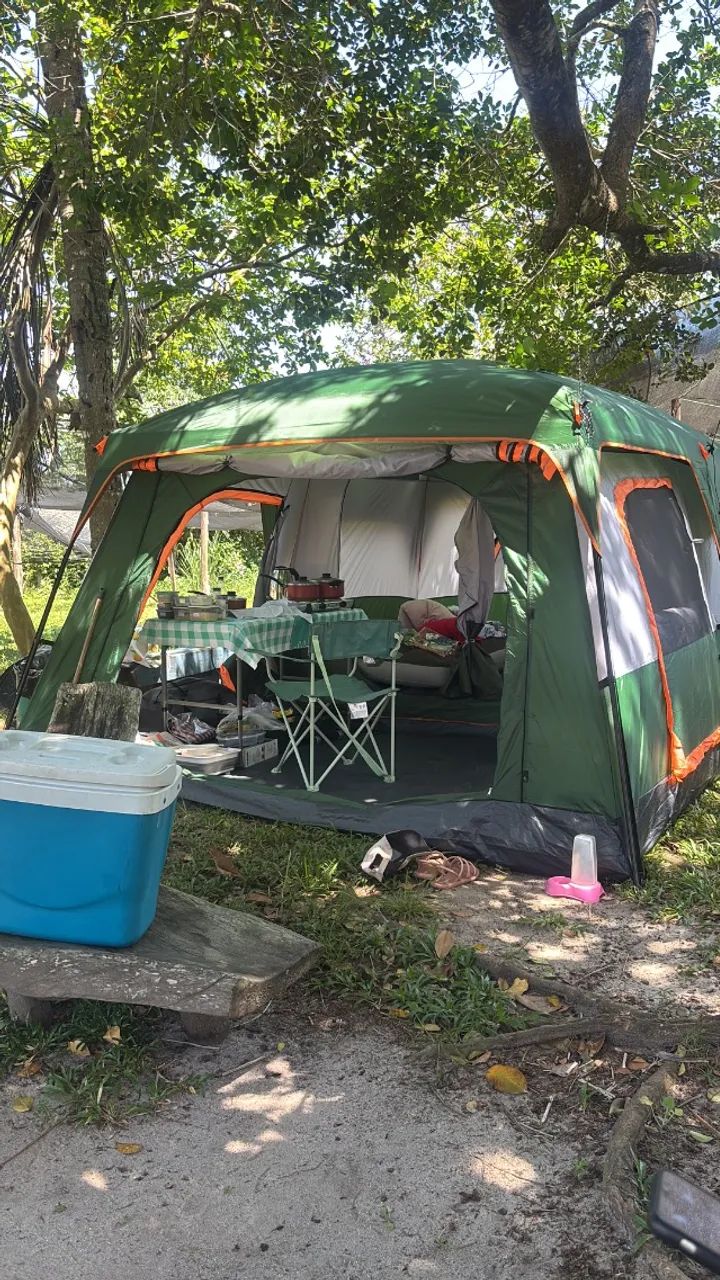 Barraca camping JOYFOX Family Grande Verde-escuro 420x305x200cm - Foto 5
