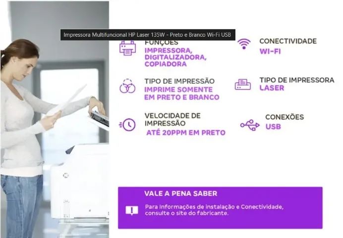 Impressora Multifuncional HP Laser 135W WIFI USB - Foto 3