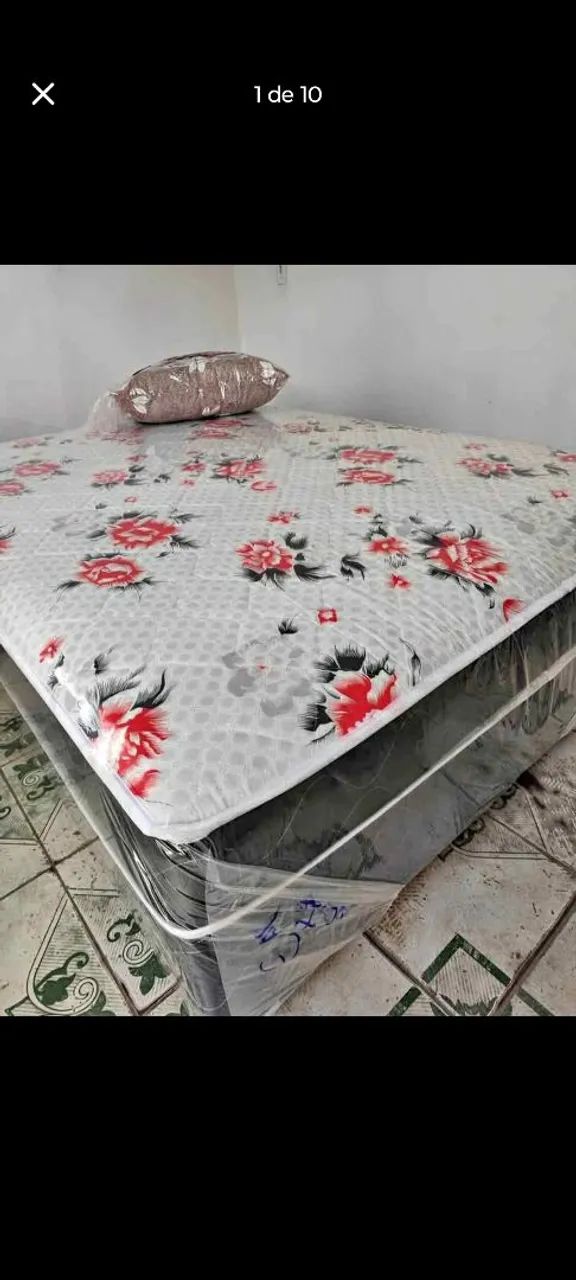 Cama de casal box na embalagem entrega G