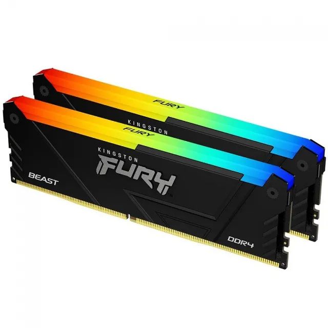 Kit Memória DDR4 Kingston Fury Beast RGB, 16GB (2x8GB), 3600MHz, CL17, Preto64739260344323120