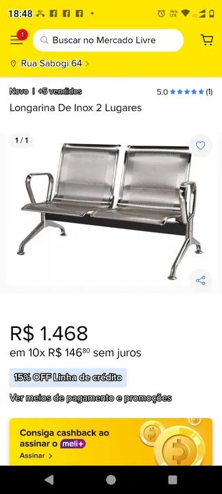 Longarina de Inox para 2 Lugares