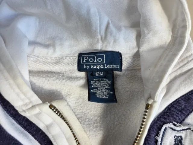 Casaquinho/Agasalho polo ralph lauren - 12m - branco com capuz - Foto 4
