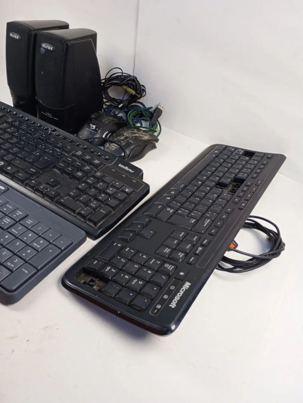 Lote Periféricos para PC (Caixas Mirax + Teclados Intelbras, Microsoft, Logitech + Mouses) - Foto 3