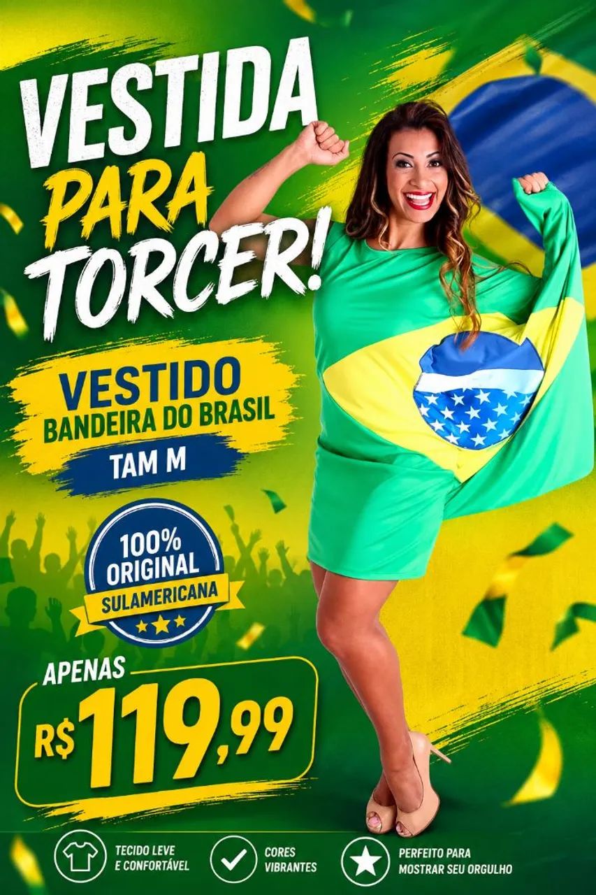 Vestido Bandeira do Brasil TAM M 100% Original LACRADO