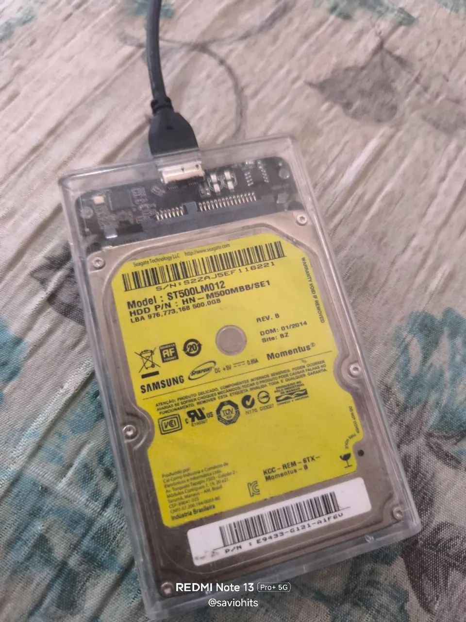 Vende-se HD externo 500 GB Samsung com Case