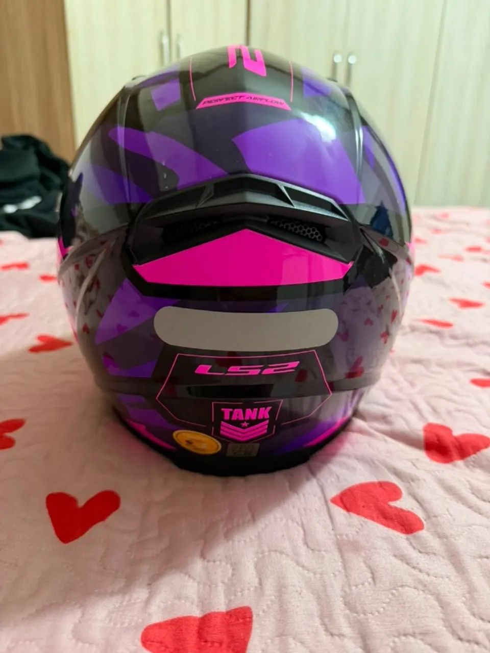 Capacete LS2 FF358 Tank - Rosa/Roxo/Preto - Foto 4