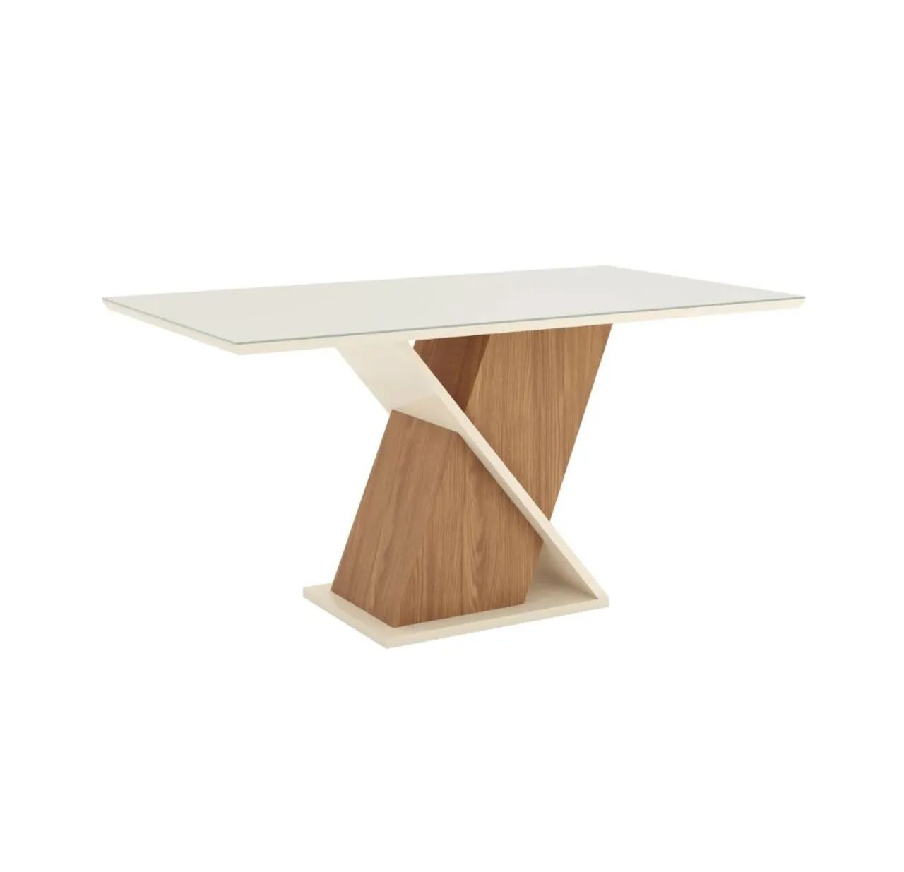 Mesa de Jantar Tampo de Vidro Off white e Madeira - Foto 2