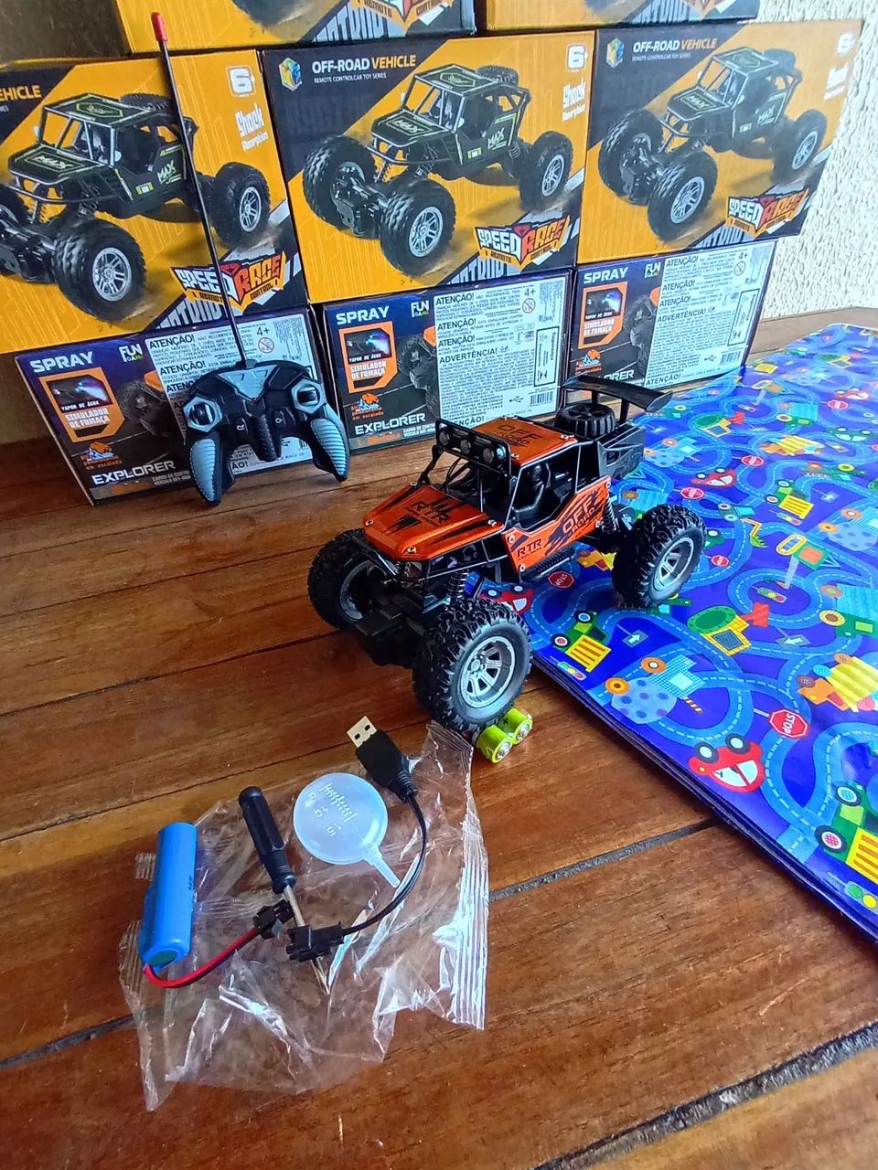Carrinho controle remoto off-road + brinde  - Foto 3
