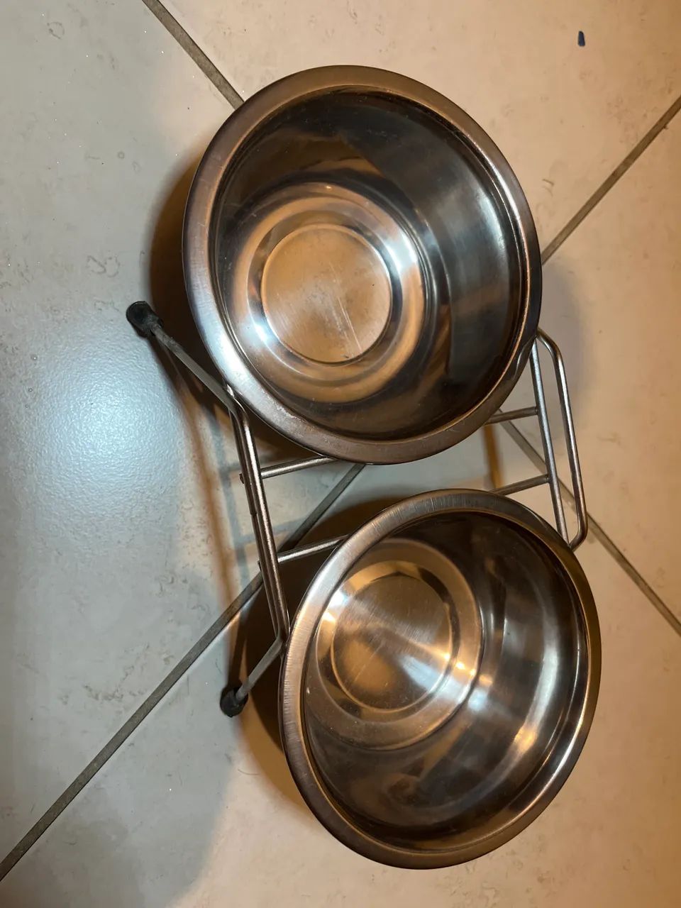 Comedouro Bebedouro Duplo Inox Com Suporte Cães/Gatos 300ml