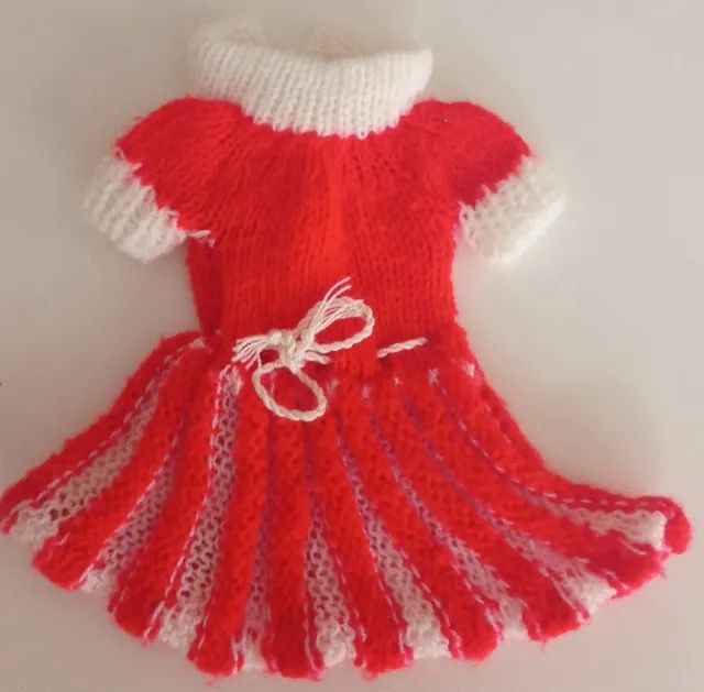 Roupa Para Boneca - Vestido Vermelho e Branco (Antigo) - Foto 5