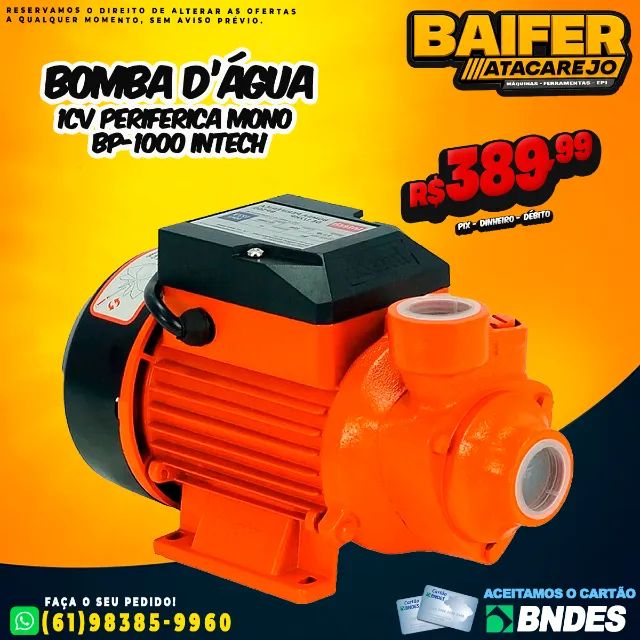 Bomba Dágua 1Cv Periferica Bp-1000 Intech