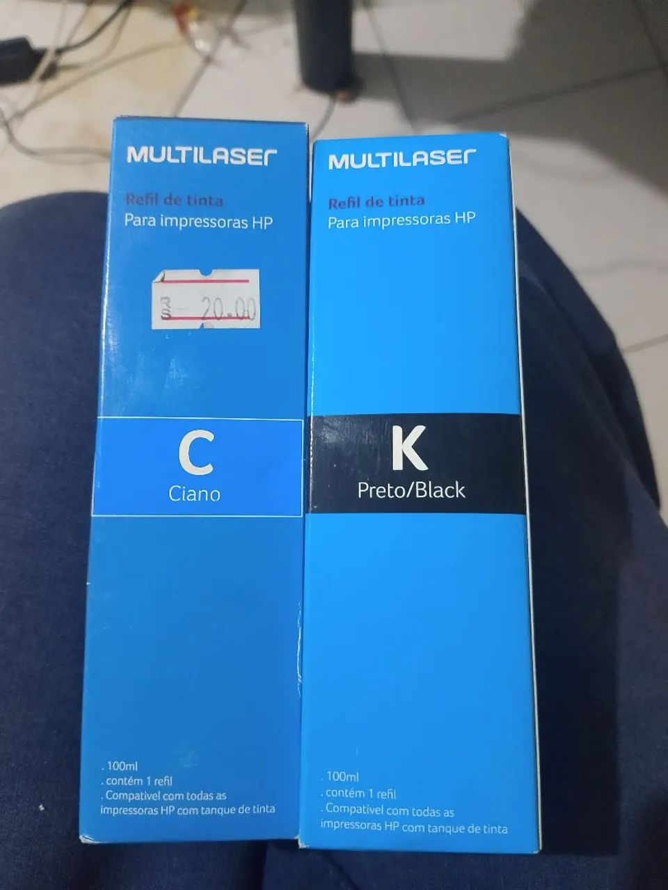 Tintas para impressora preta e ciano