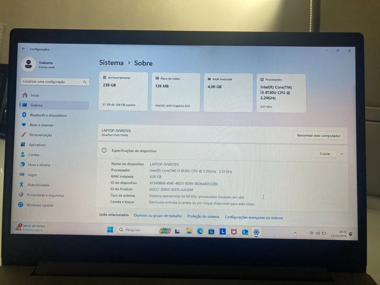 Notebook Lenovo Ideapad S145 i3 4GB RAM - Foto 2