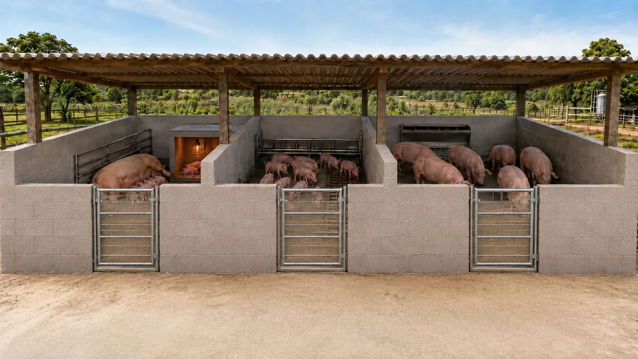 Baia para suínos 8m x 3m com maternidade, creche e engorda  - Foto 2