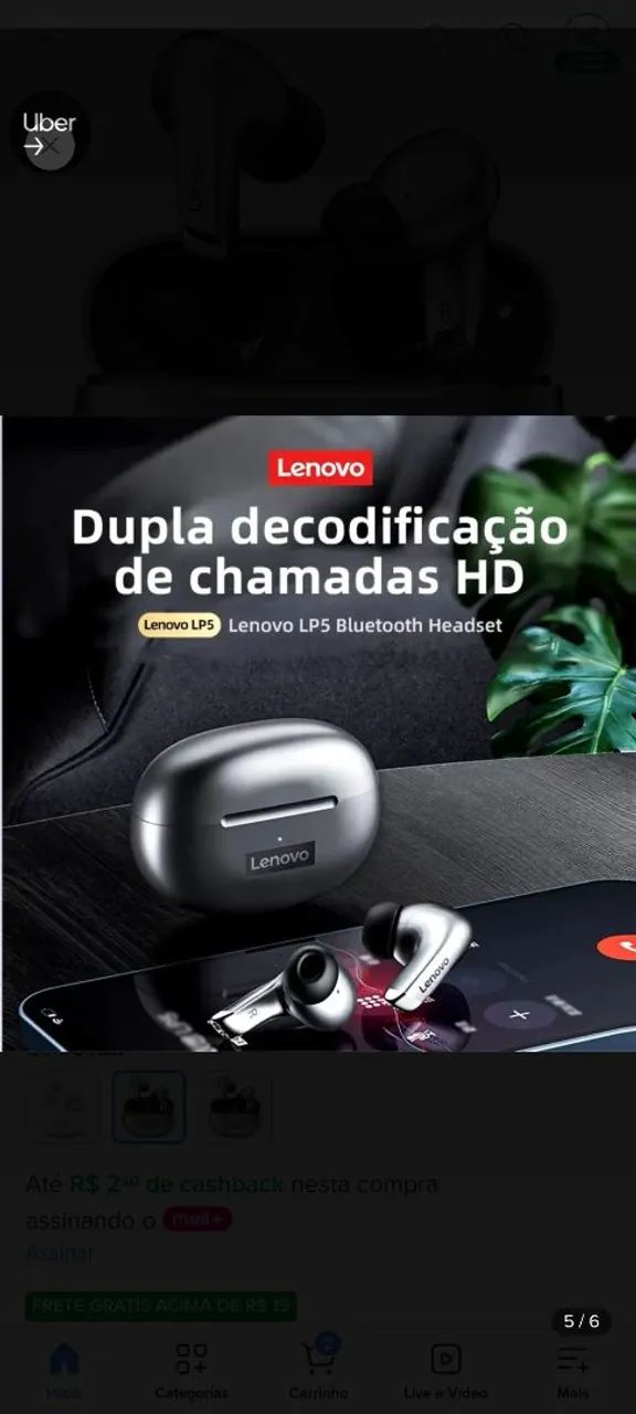 Fone Lenovo lp5 pro beg Cinza na Caixa - Foto 3