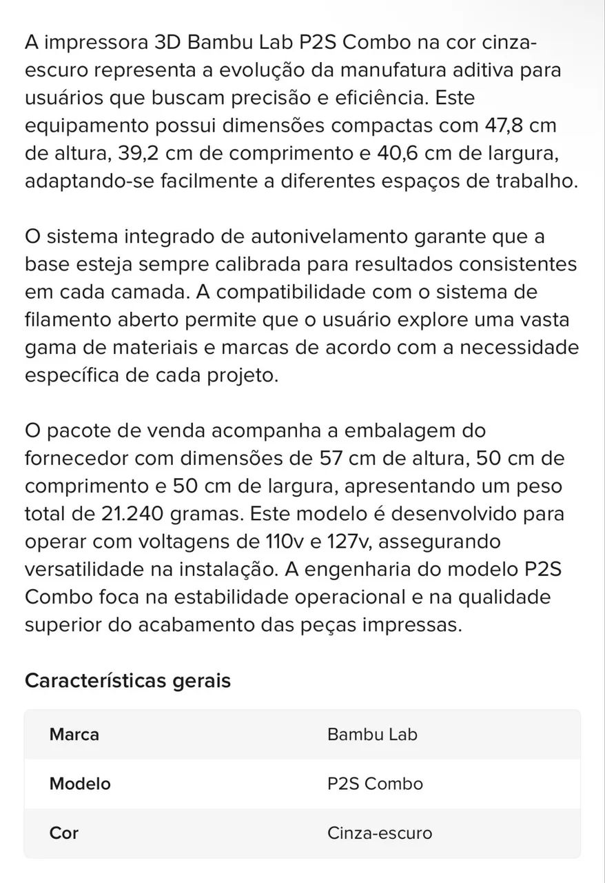IMPRESSORA 3D BAMBU LAB 2PS combo na caixa - Foto 4