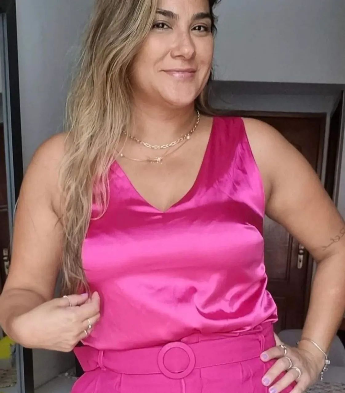 Blusa pink em cetim nova - Foto 3