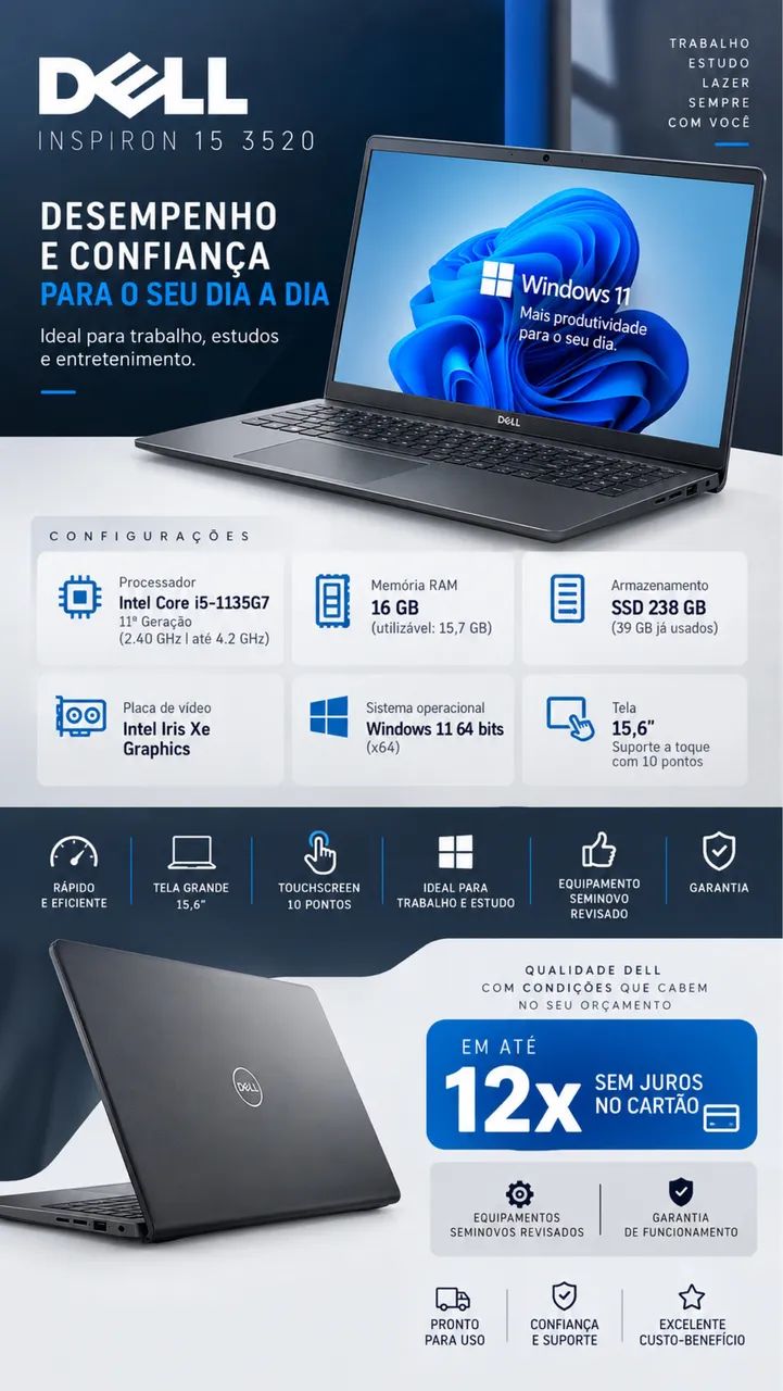 Notebook Dell i5 16gb ram ssd 240gb - Foto 2