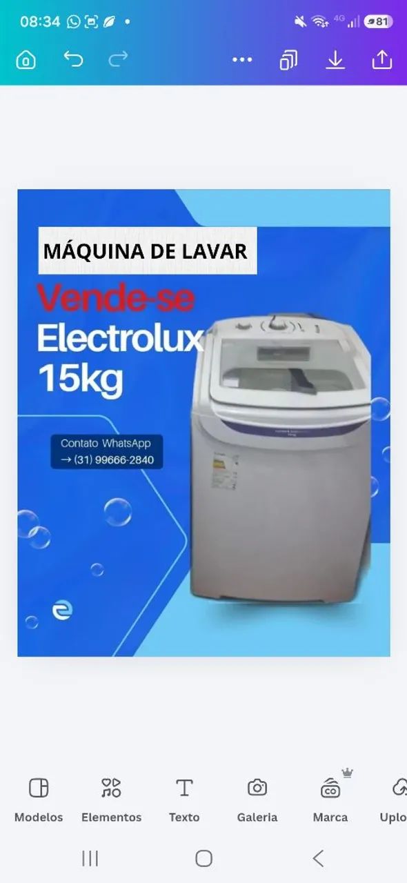 Maquina de lavar Eletrolux 15kg