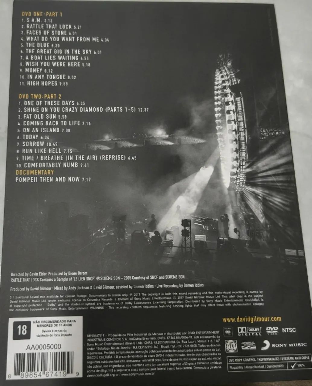 David Gilmour - Live at Pompeii - 2 DVDs - Completo e Testado - Foto 3
