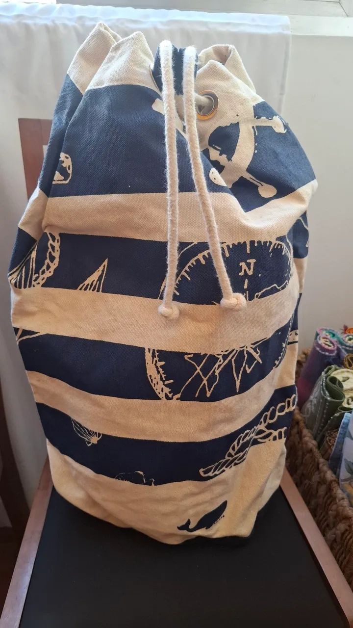 Mochila saco estilo marinheiro em canva