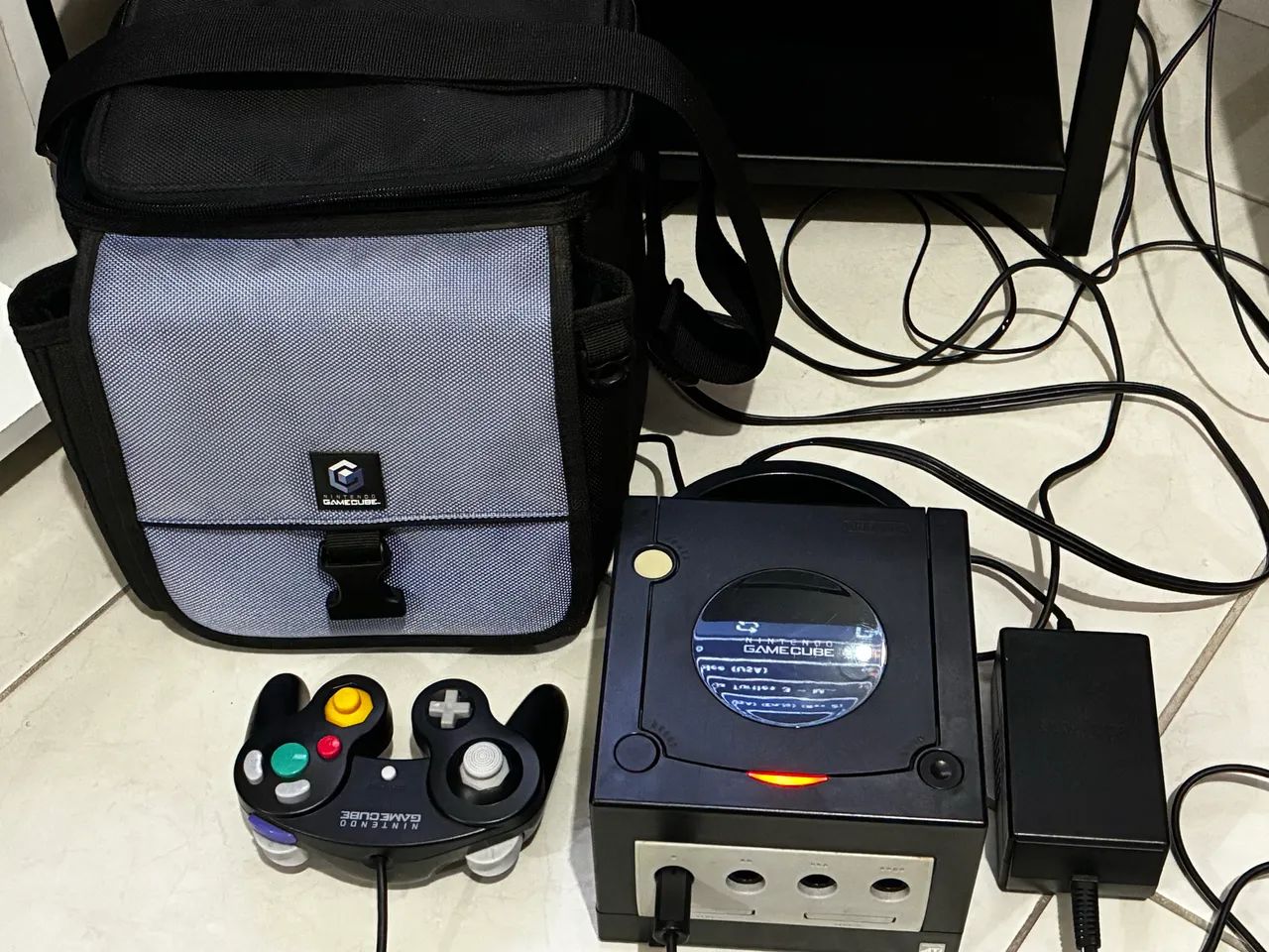 その他 Nintendo GAME CUBE DOL-001 Nintendo Gamecube Preto Dol-001 Desbloqueado C/ Picoboot e Bolsa