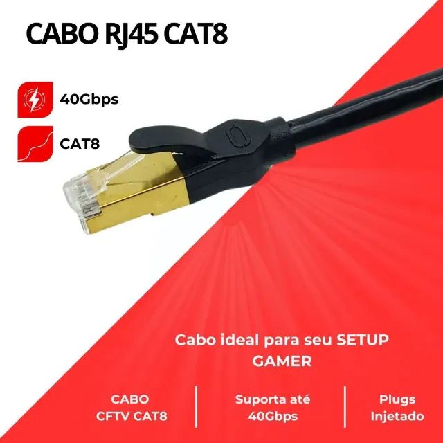 Cabo de Rede RJ45 CAT8 3 Metos Tomate - Foto 4
