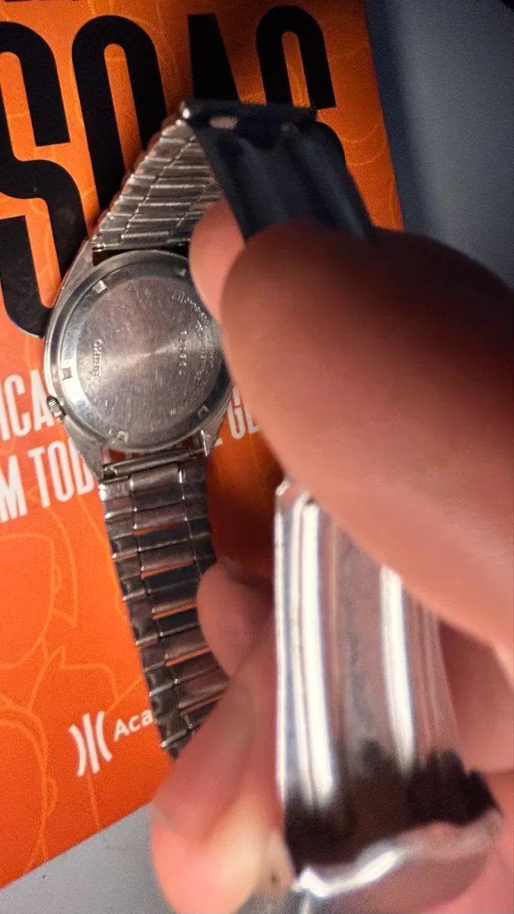     Seiko Vintage Quartz Masculino Aço Dia Data Colecionável - Foto 2