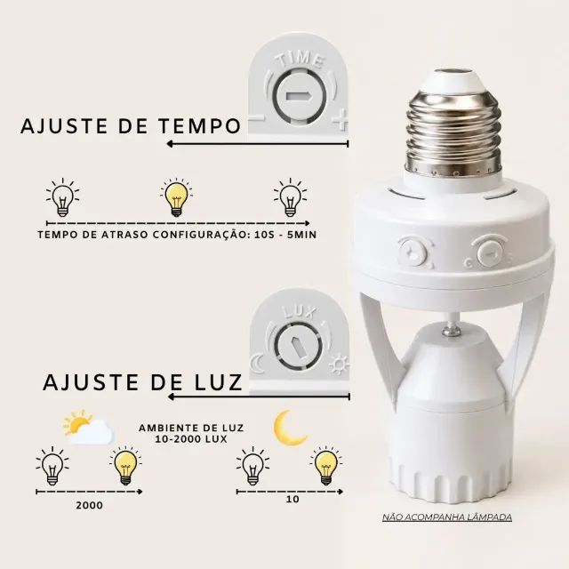 Soquete Sensor de Presença E27 360° Bivolt com Ajuste de Tempo e Luminosidade - SCS58 - Foto 3