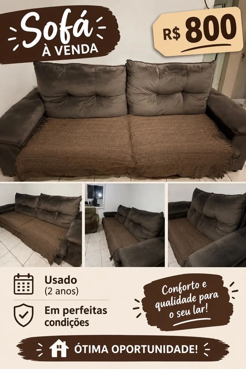 Sofá 2 lugares Retrátil 