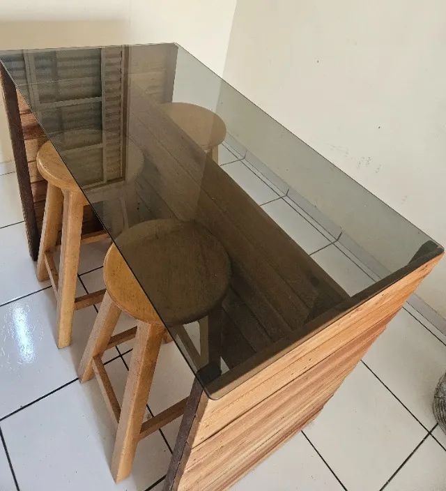 Mesa bistro vidro com baquetas  - Foto 2