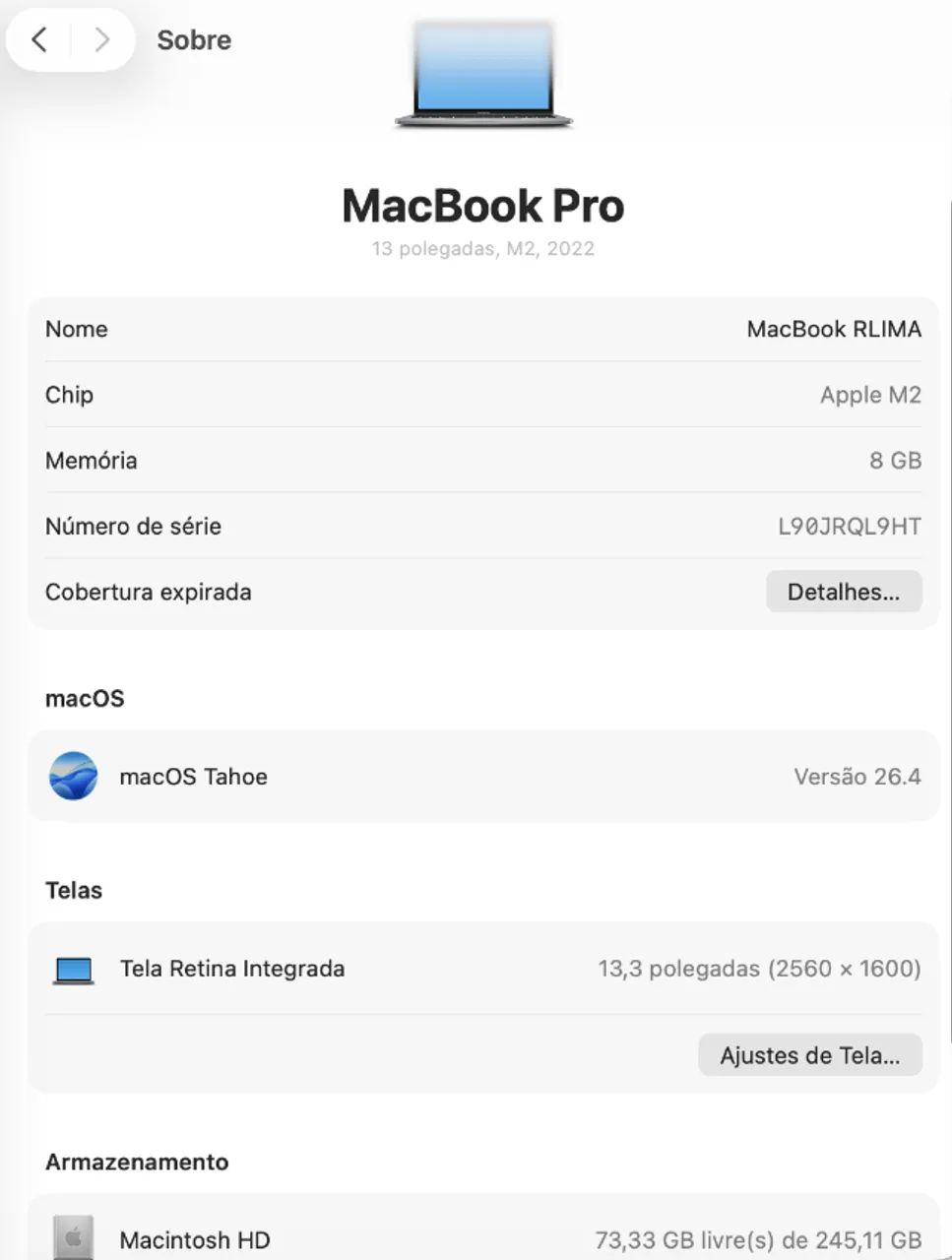 MacBook Pro  M2 2022 ORIGINAL - usado