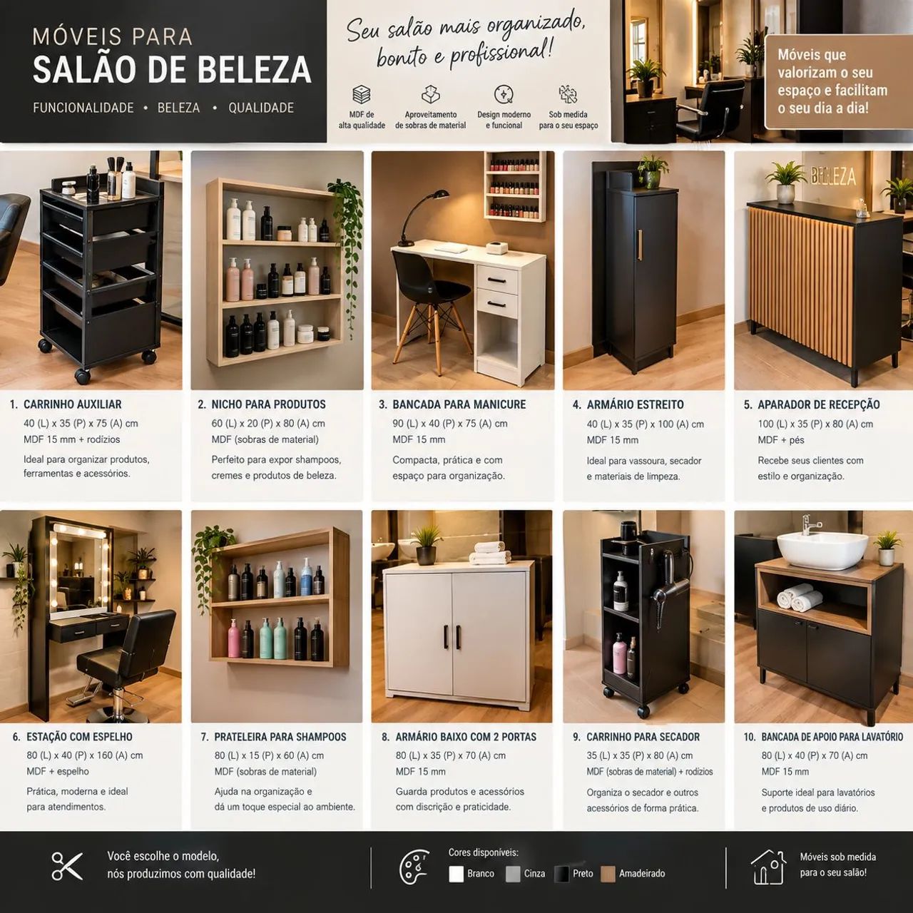 Móveis para salão de beleza 