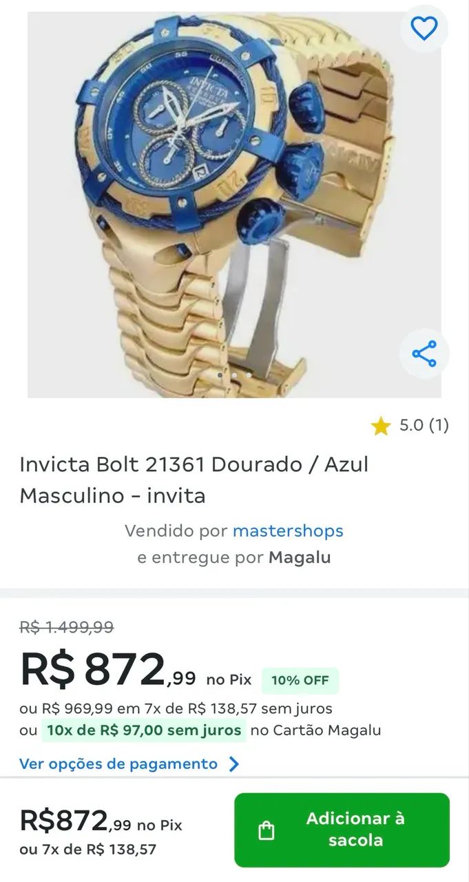 Relógio Invicta Thunderbolt 21361 - Hobbies e coleções - Vila