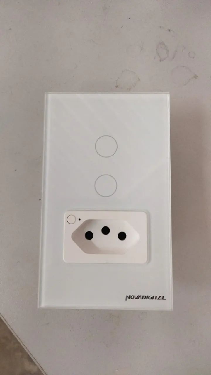 Interruptor Touch 2 Botões + Tomada Smart Wi-fi Novadigital Branco 127/220v