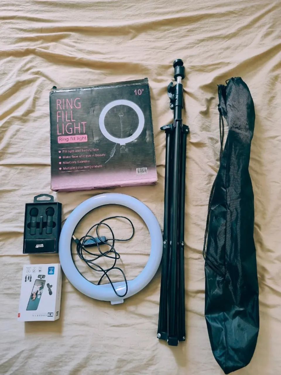Kit Gravação (Ring Light + Microfone Lapela + Tripé)