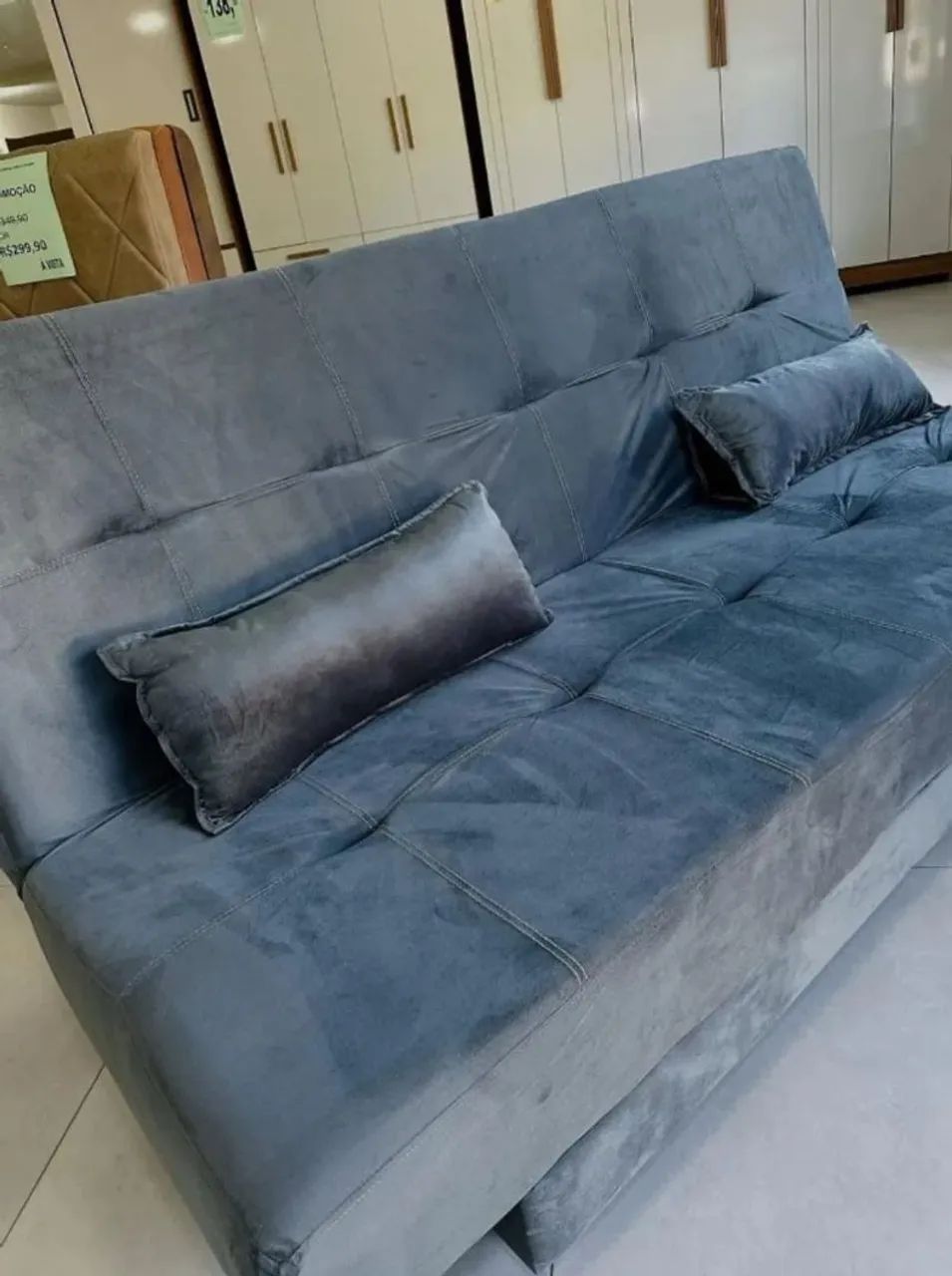 Sofa cama max D28 em Veludo cinza no estoque - Foto 2
