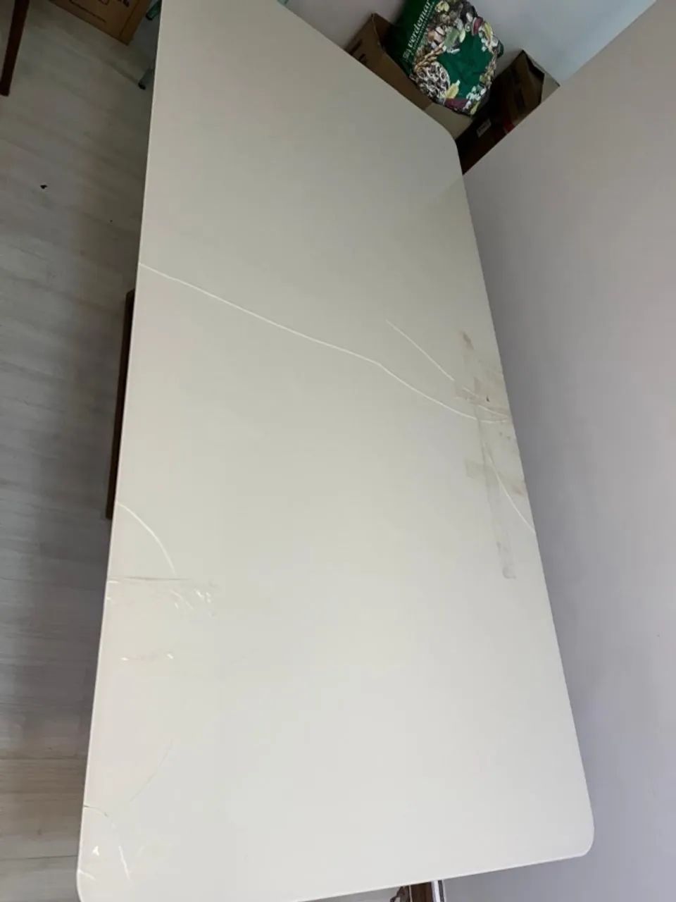 Mesa de jantar retangular 2,0 x 1,0 em madeira maciça - Vidro trincado