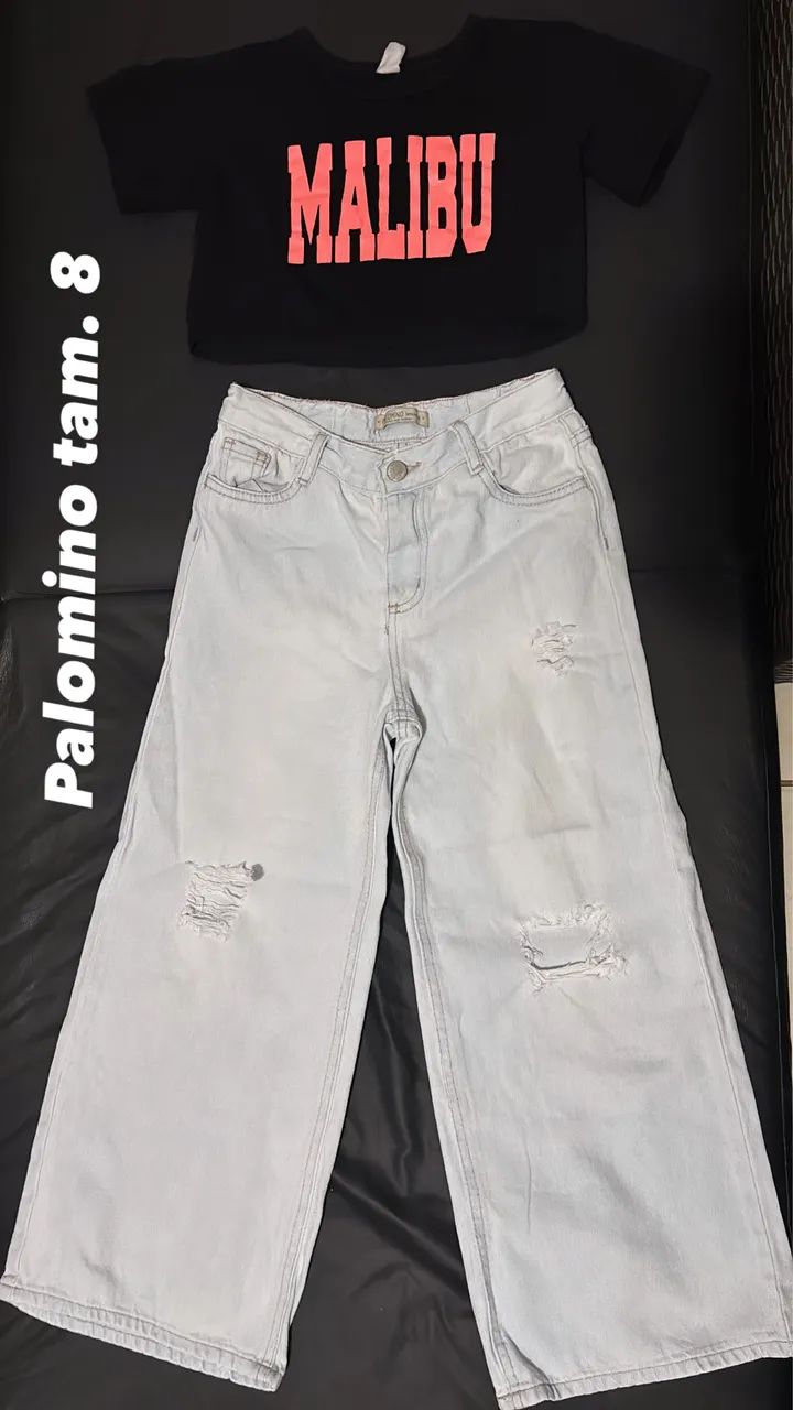 2 conjuntos TAM. 8 Calças e blusas - Foto 2